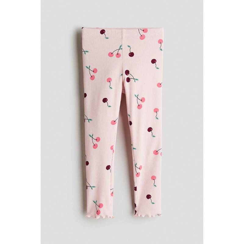 H&M Girls Pink Ribbed Cotton Leggings (1.5-2 Years)