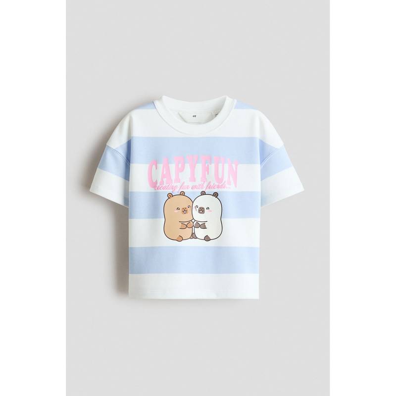H&M Girls White Print-Motif T-Shirt (8-10 Years)