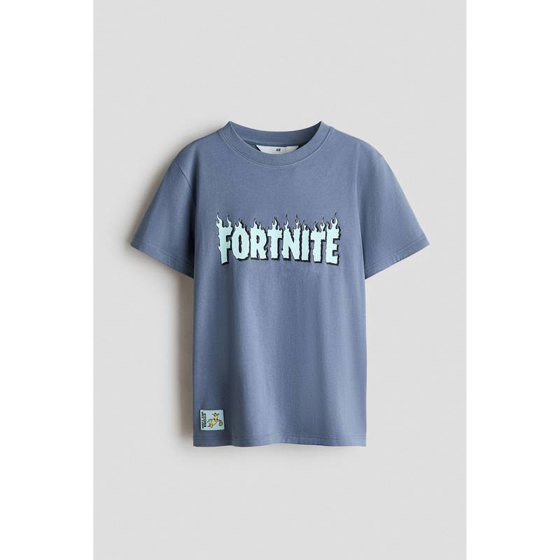 H&M Boys Blue Printed Cotton T-Shirt (10-12 Years)