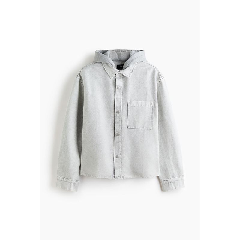H&M Men Grey Hooded Overshirt (M)