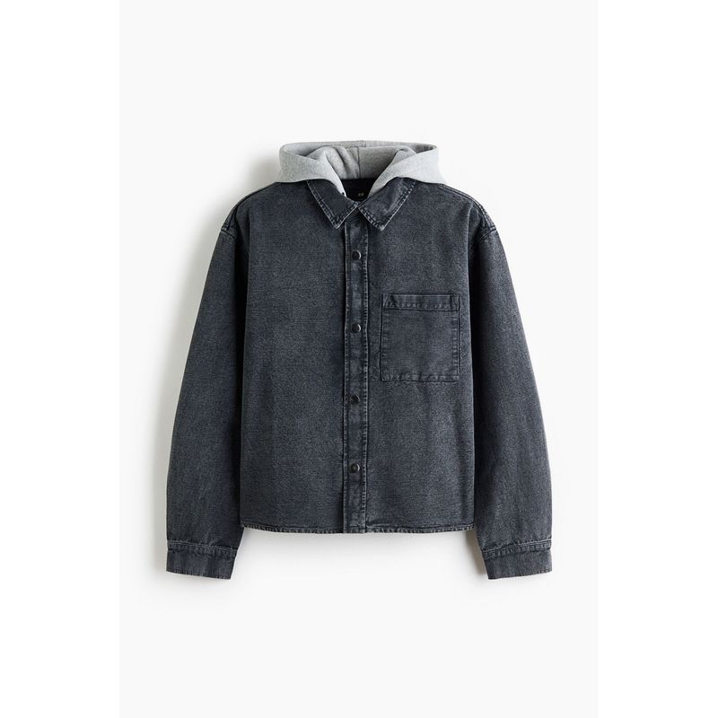 H&M Men Grey Hooded Overshirt (L)