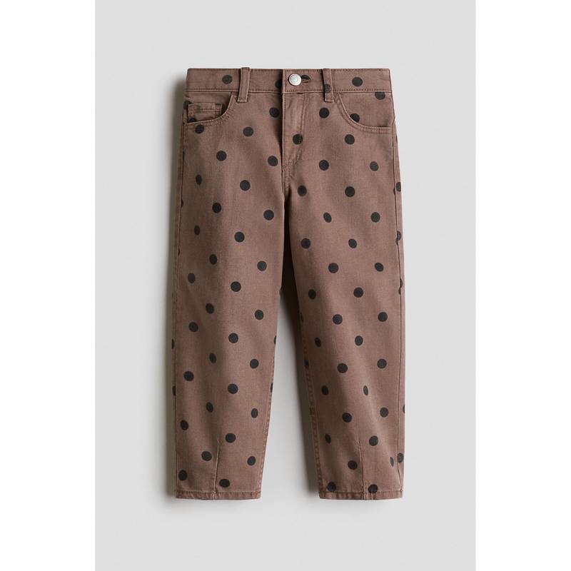H&M Girls Brown Cotton Twill Barrel Trousers (1.5-2 Years)