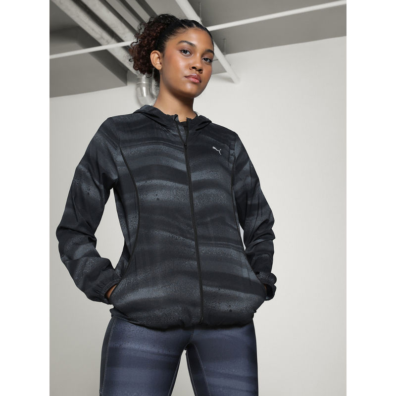 Puma Women Black Velocity All-Over Print Running Jacket (XS)