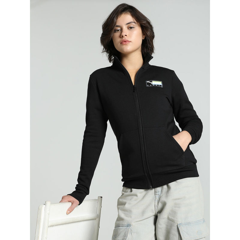 Puma Womens Black Solid Track Jacket (L)