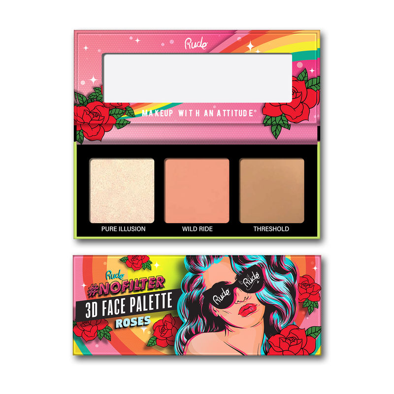Rude Cosmetics Nofilter 3d Face Palette - Roses