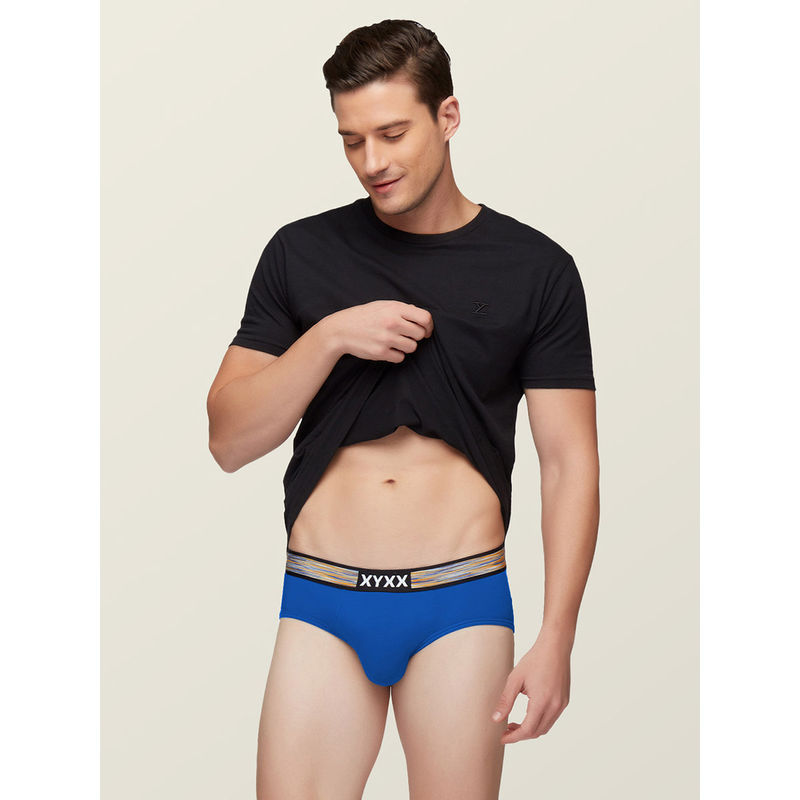 XYXX Men's Intellisoft Antimicrobial Micro Modal Hues Brief - Blue (S)