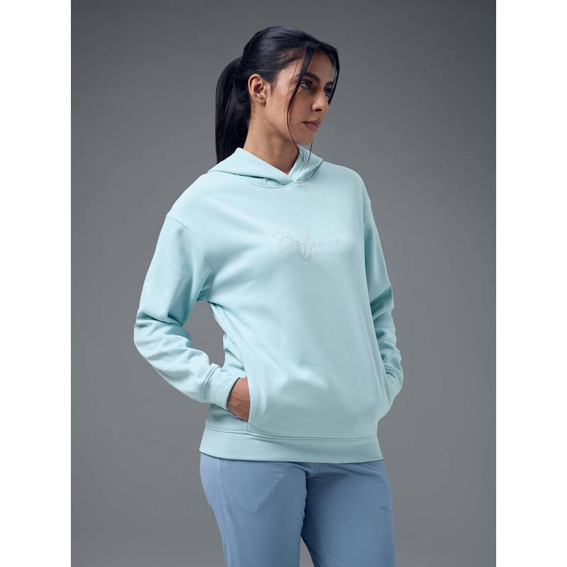 Technosport Women Blue Slim Fit Hooded Sports Sweatshirt (S)