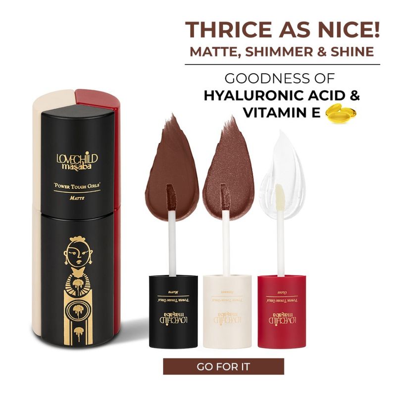 LoveChild Masaba Power Tough Girls 3-In-1 Lip Gloss - Go For It