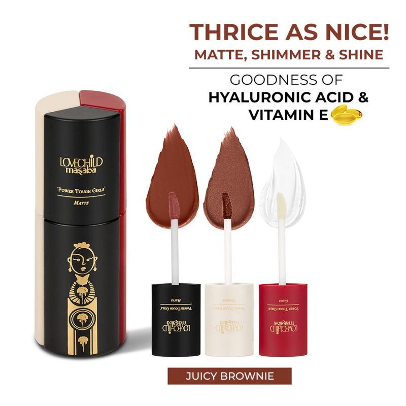 LoveChild Masaba Power Tough Girls 3-In-1 Lip Gloss - Juicy Brownie