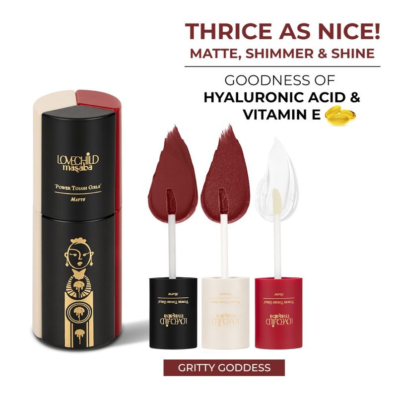 LoveChild Masaba Power Tough Girls 3-In-1 Lip Gloss - Gritty Goddess