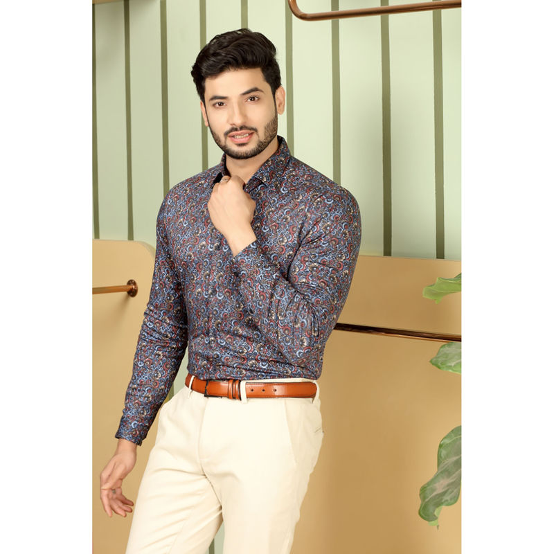 MELVIN JONES Multi-Color Paisley Floral Print Shirt (M)