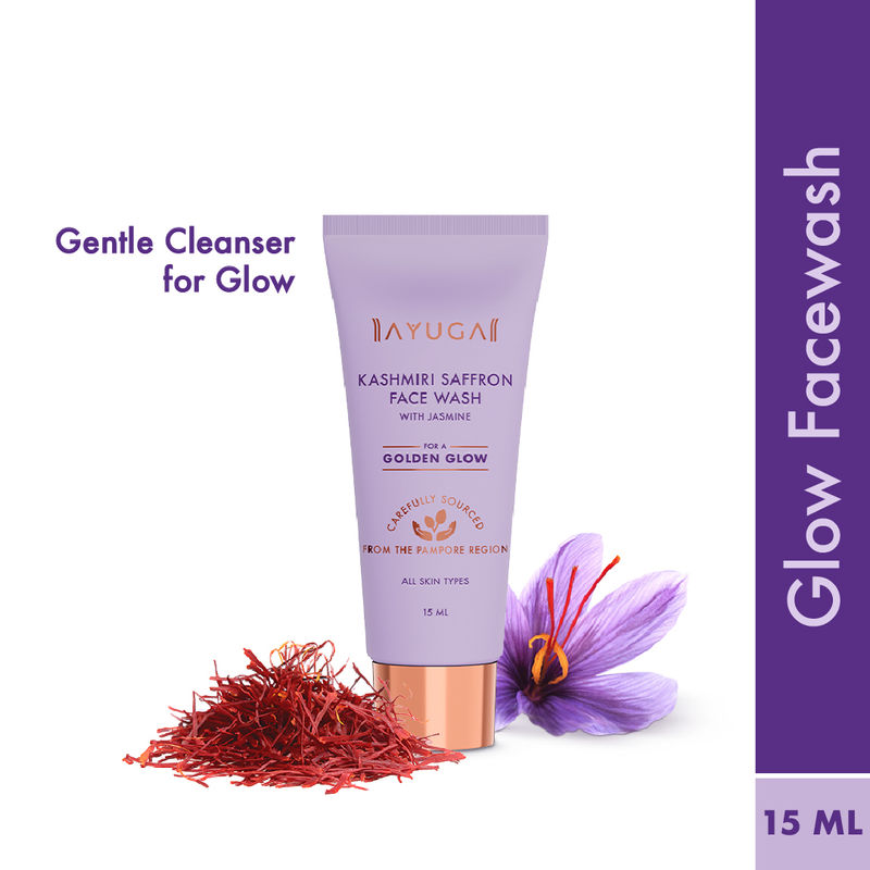 Ayuga Kashmiri Saffron Face Wash For Glowing Skin, Deep Cleansing & Tan Removal Mini Pack