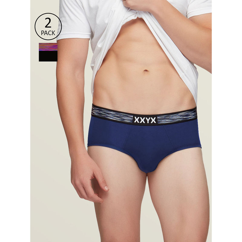 XYXX Men's Intellisoft Antimicrobial Micro Modal Hues Brief (Pack Of 2) - Multi-Color (S)