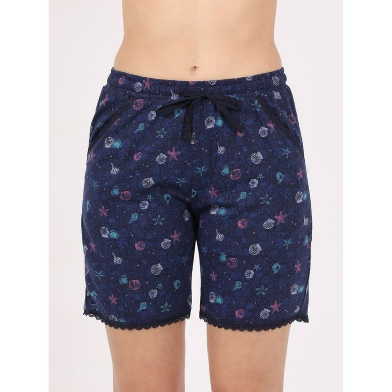 Buy Jockey Rx10 Women's Micro Modal Cotton Printed Sleep Shorts With Side Pockets Navy Blue Online