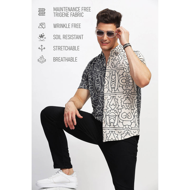 BULLMER Men Multi-Color Trendy Regular Fit Printed Casual Shirt (M)