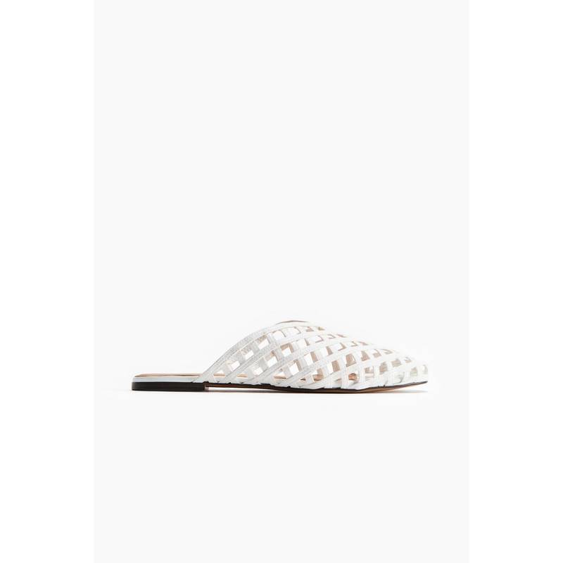 H&M Women White Braided-Look Mules (UK 2)