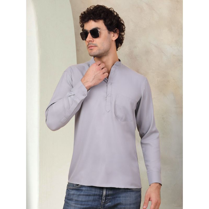 Jompers Men Grey Solid Shirt (M)