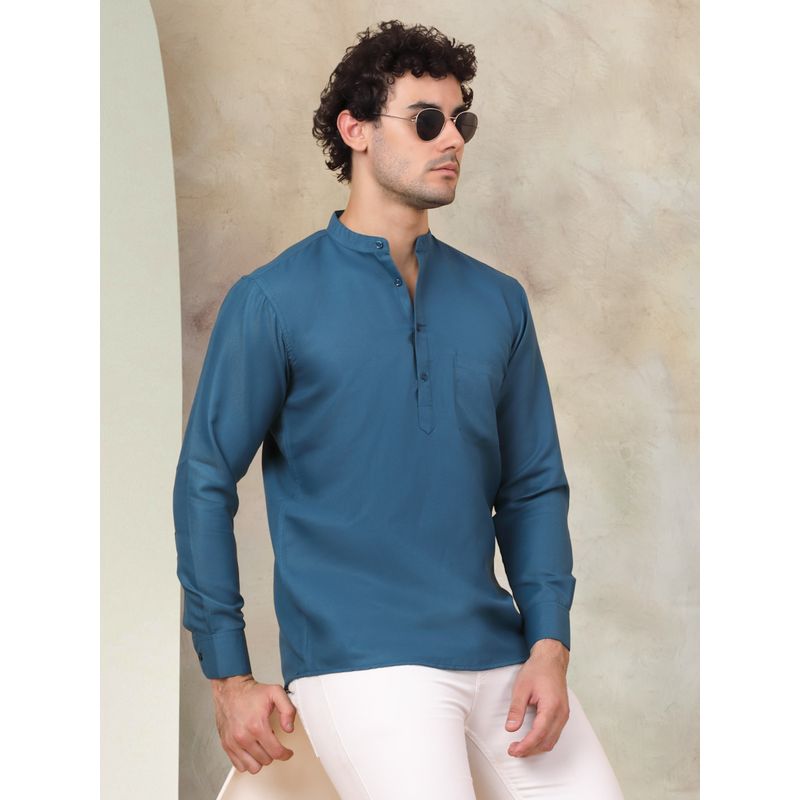 Jompers Men Teal Solid Shirt (S)