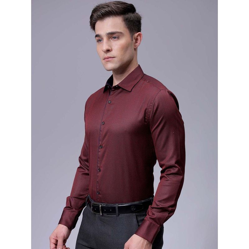The Indian Garage Co Men Slim Fit Self Design Full Sleeves Cutaway Collar Formal Shirt (S)