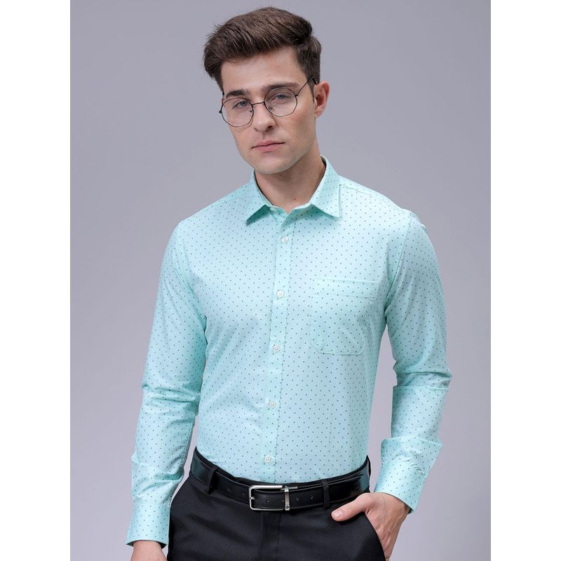 The Indian Garage Co Men Slim Fit Ditsy Printed Full Sleeves Cutaway Collar Formal Shirt (S)