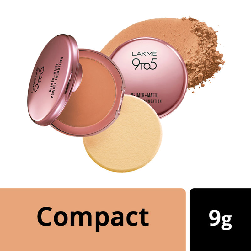 Lakme 9 to 5 Primer + Matte Powder Foundation Compact - Natural Almond