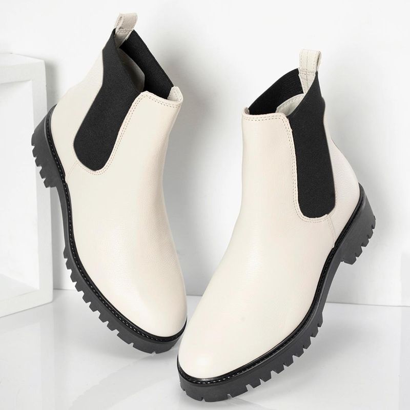 Red Tape Women Solid Off White Chelsea Boots (UK 6)