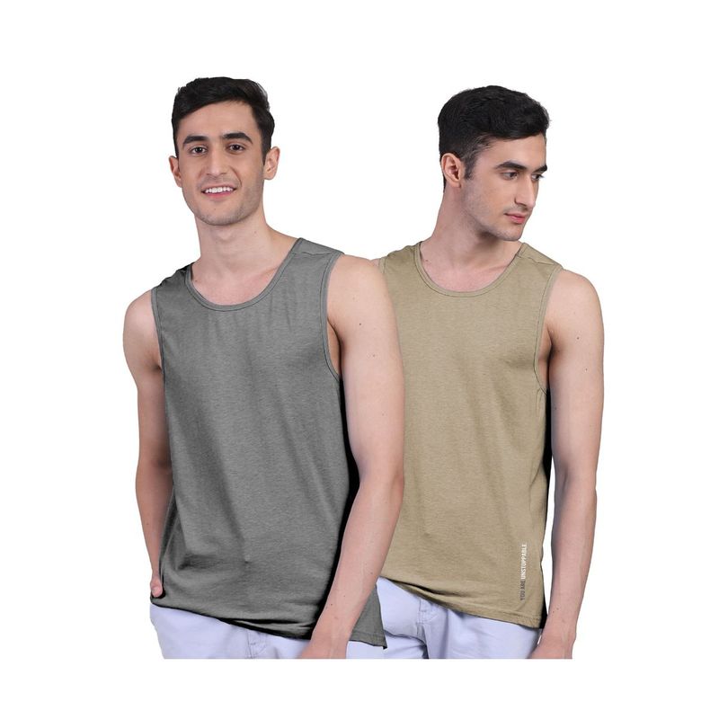 FREECULTR Mens Twin Skin Bamboo Cotton Anti Microbial Active Vest (Pack of 2) (S)