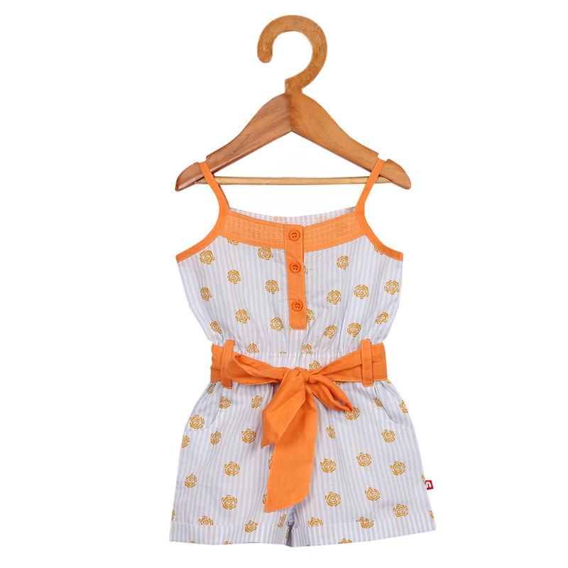 Nino Bambino 100% Organic Cotton Jumpsuit - Orange (3-6 Months)