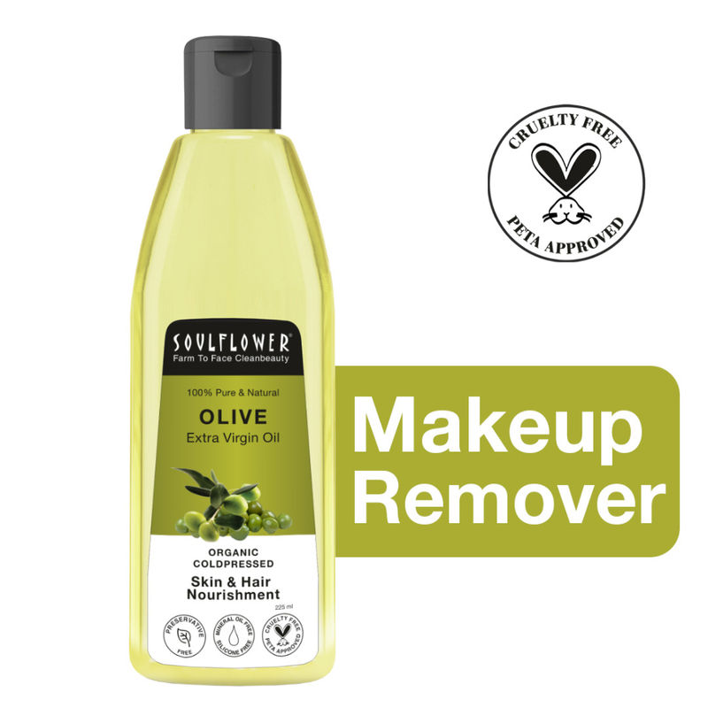 Soulflower Organic Olive Oil for Stretch Marks, Baby Massage, Makeup Remover, Hair Shine, Dry Lips