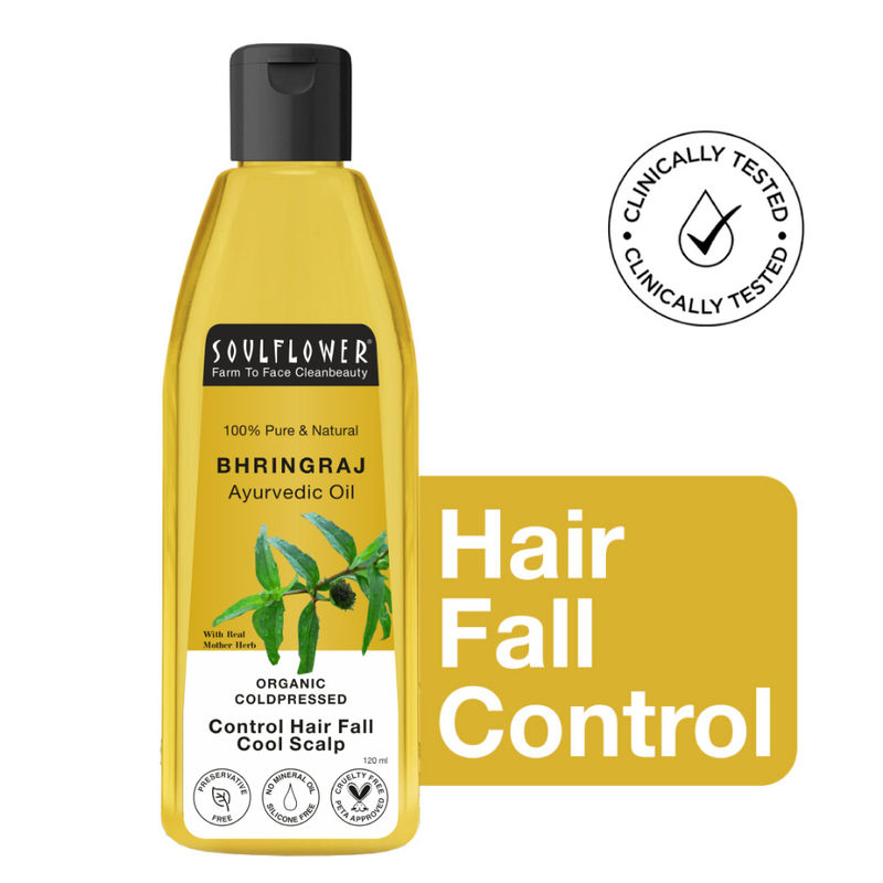 Soulflower Ayurvedic Bhringraj Coconut Oil For Hair Growth, Hair Fall Control & Anti Grey Hair