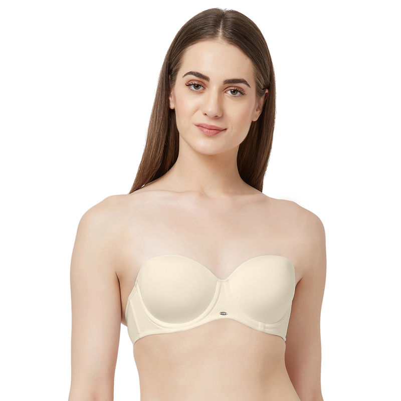 SOIE Women's Medium Coverage Padded Wired Strapless Bra - Nude (34D)