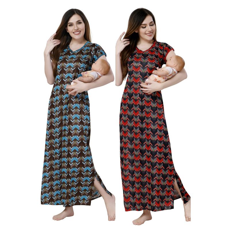 PIU Womens Sarina Feeding Gown (Pack of 2) (M)