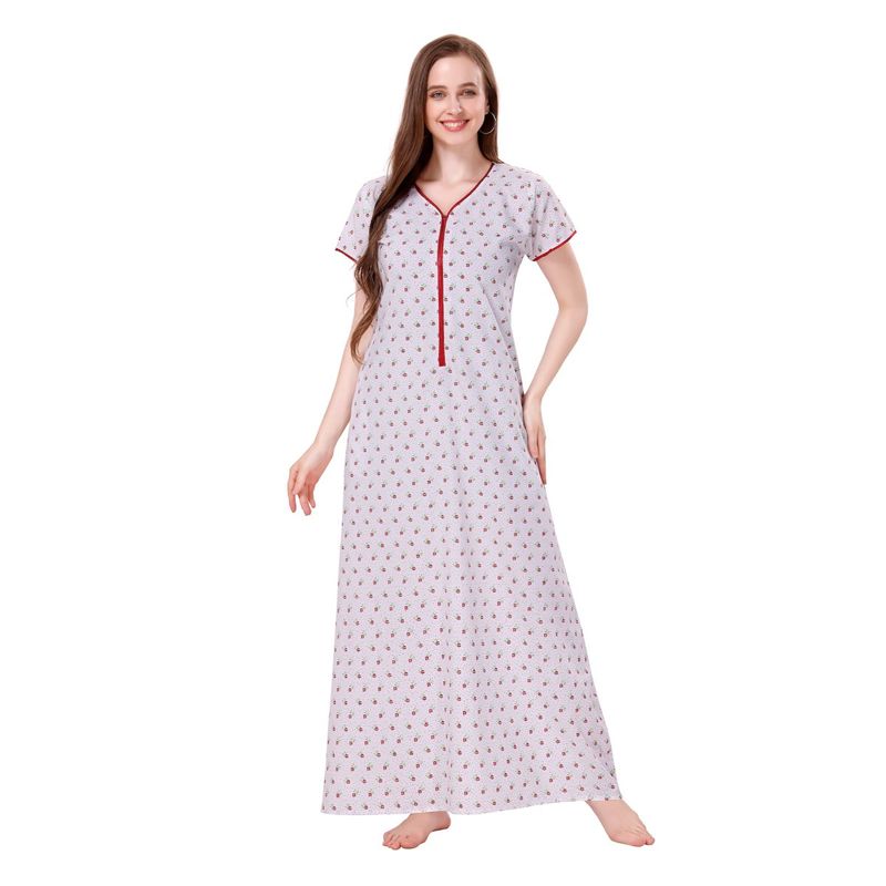 PIU Womens Cotton Front Zipper Gown Red (M)