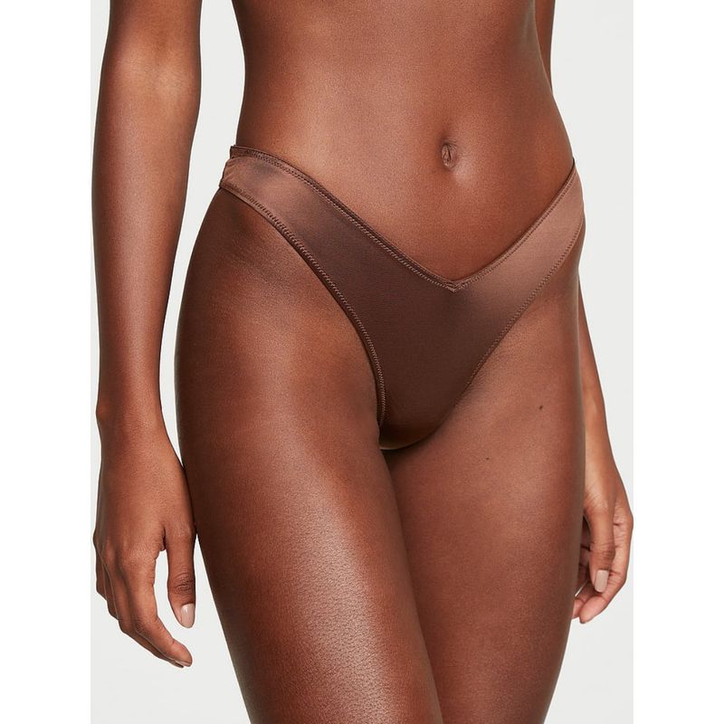Victoria's Secret Very Sexy Smooth Strappy-Back High-Leg Thong Panty Brown (M)