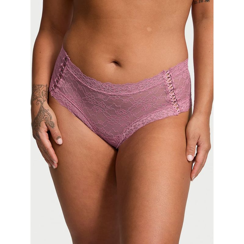 Victoria's Secret The Lacie Lace-Up Lace Cheeky Panty Purple (XS)