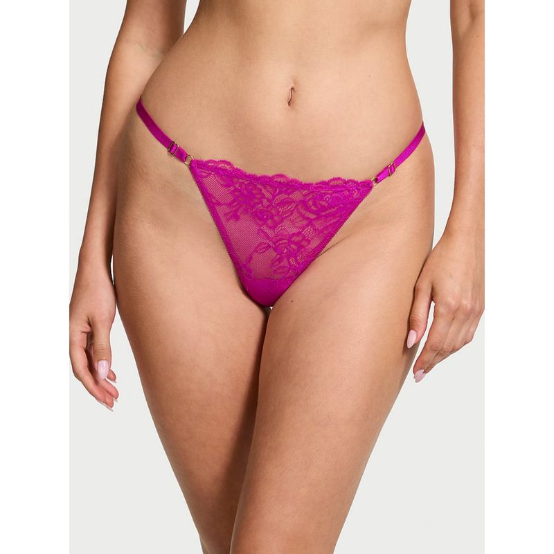 Victoria's Secret Very Sexy Rose Lace Adjustable V-String Panty Pink (L)
