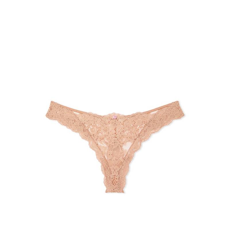 Victoria's Secret Dream Angels Lace Thong Panty Beige (XS)