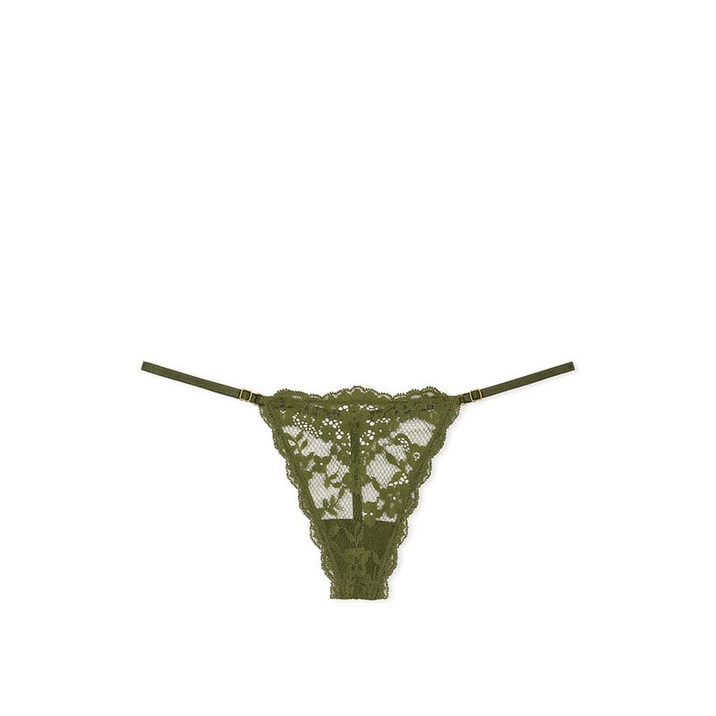 Victoria's Secret Dream Angels Lace Adjustable V-String Panty Green (L)
