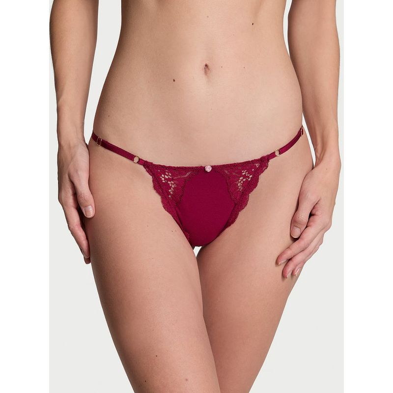 Victoria's Secret Dream Angels Lace-Trim Adjustable V-String Panty Red (XS)