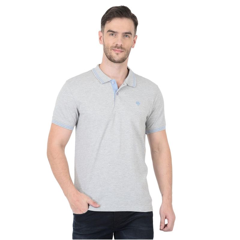 WOODLAND Casualwear Cotton Rich Lgrey Melange Polo T-shirts For Mens (M)
