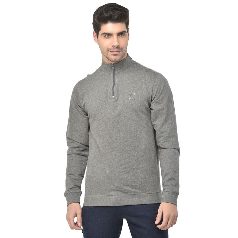 WOODLAND Casualwear Cotton Dgrey Melange T-shirt For Mens (S)