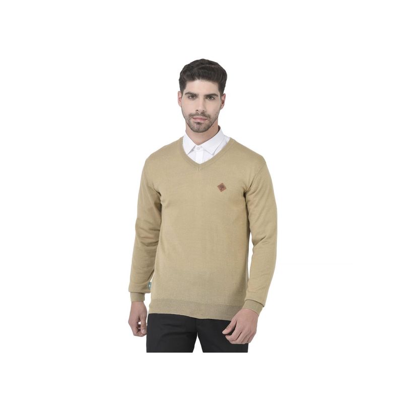 WOODLAND Casualwear Acrylic Wool Khaki T-shirt For Mens (M)