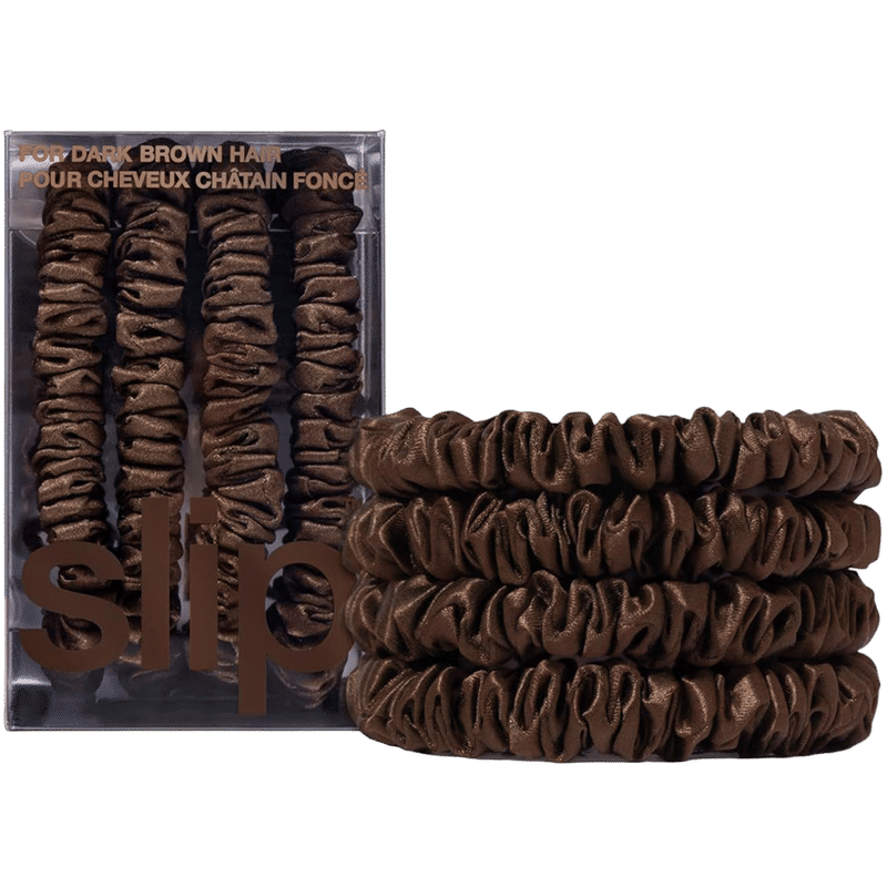 Slip Skinny Scrunchies (Set of 4)-Dark Brown