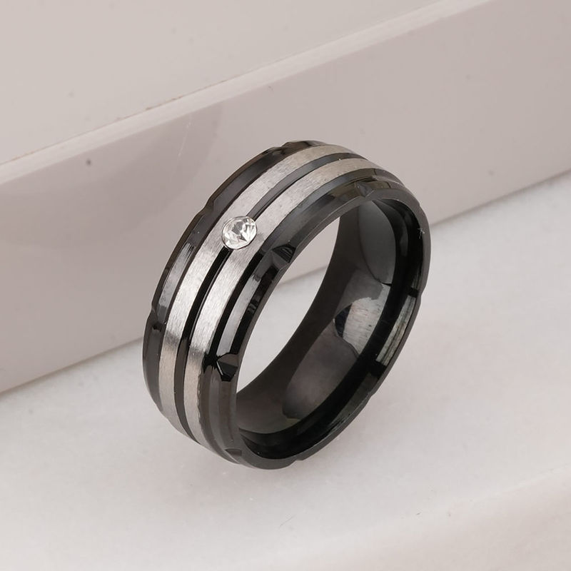 Palmonas Splendid Silver Black Band Ring For Mens (10)