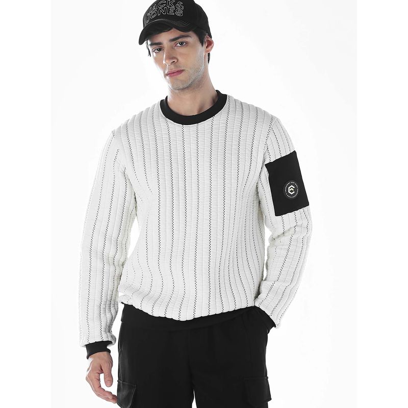 Jack & Jones Men Regular Fit White Sweatshirt (M)