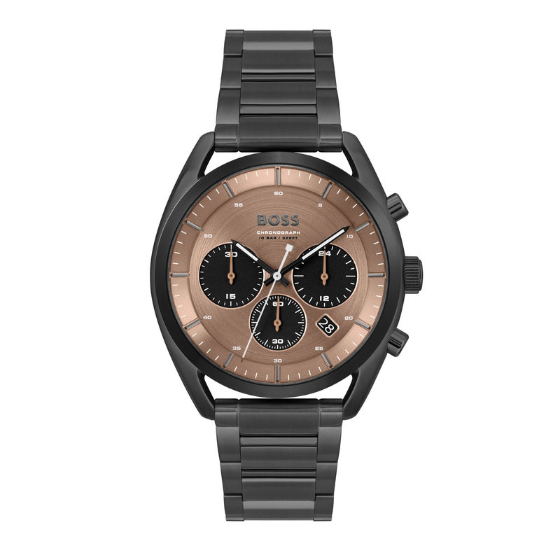 Boss talent men s 2025 black leather strap watch