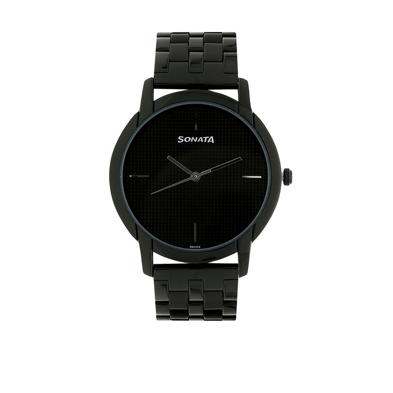 Buy Sonata NM77031NM02 Black Dial Analog Watch For Men Online