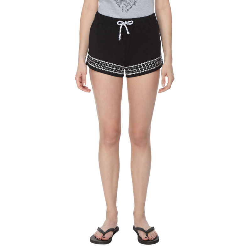 Slumber Jill Lady in Embroidery Shorts - Black (L)
