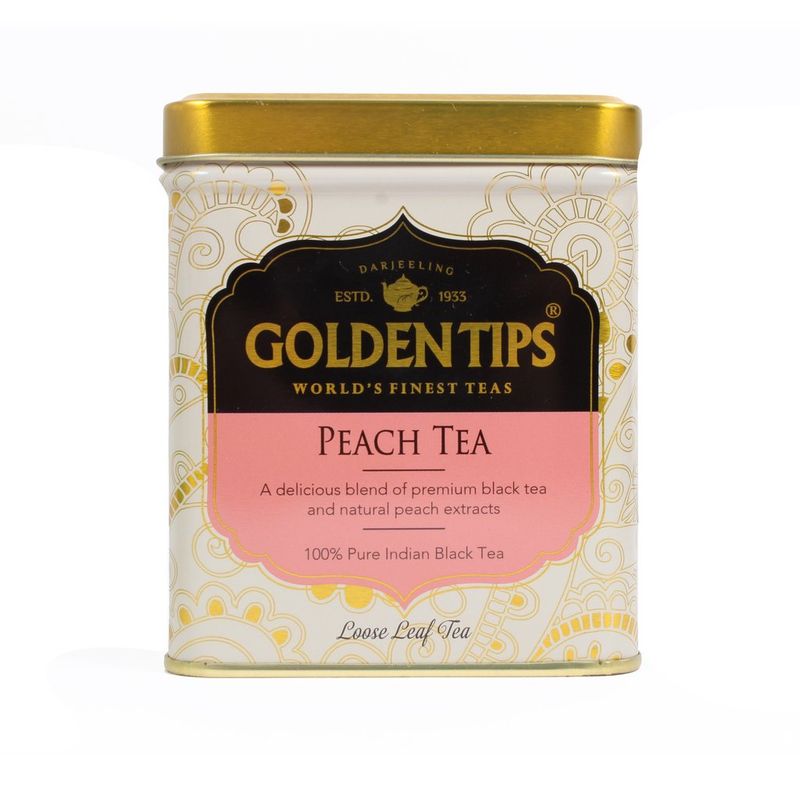 Golden Tips Peach Flavoured Black Tea Tin Can