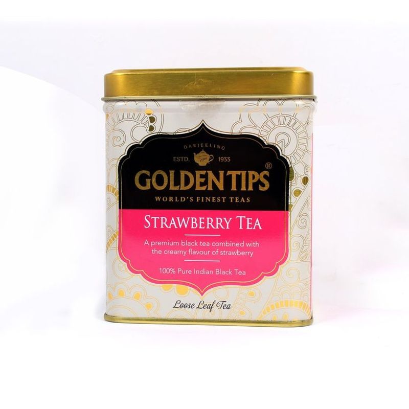 Golden Tips Strawberry Flavoured Black Tea Tin Can